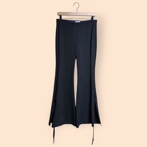 Common Sense Black Stretchy Flared Pants Lace Up Tie Side Detail Women’s Large